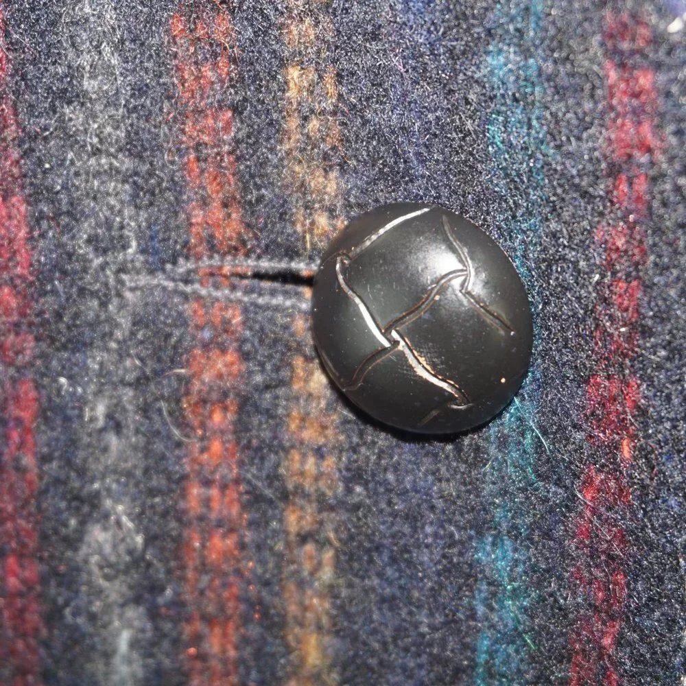 Vintage 70s Rainbow Vertical Striped Wool Pea Coat Small - Picture 4 of 9